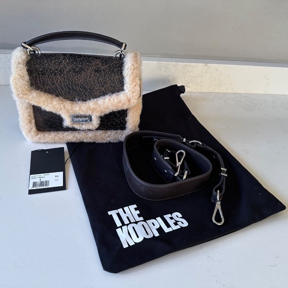 NWT | The Kooples | Leather Shearling-Trim Emily Cross-Body Bag - Picture 7 of 10
